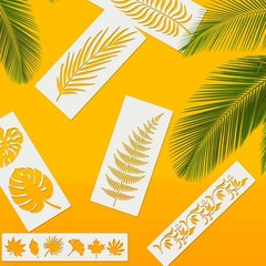 11Pieces Large Leaf Stencil 12″x6″, Palm Fern white clear