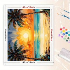 Tropical Sunset Paint by Numbers Kit for Adults – DIY Beach Sunset with Palm …