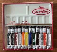 Vintage Craftint No. 12 Watercolor Set – Metal Tubes & Palette – Mid‑Century Art