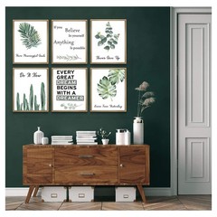 6pcsOffice Inspirational Botanical Canvas Wall Art Eucalyptus Leaves Sage Mot…