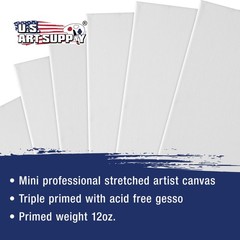US Art Supply 3″ x 3″ Mini Professional Primed Stretched Canvas 72-Mini Canvases