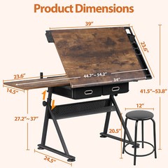 Adjustable Drafting Table for Artists – Drawing Table with Drawers & Outlet