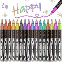 Double Line Markers Outline Pens, Squiggles Shimmer Outline Marker Set, 16 Color