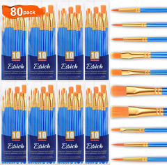 Acrylic Paint Brushes Set,8Packs /80 Pcs Nylon Paintbrushes Head, Suitable for A