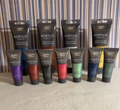 MASTERS TOUCH ACRYLIC PAINT-INTENSE COLORS-4 TUBS 4.1 FL.-7 TUBES-0.74 FL.OZ NEW
