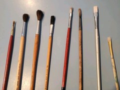Lot of 8 Vintage Artist Paint Brushes Various Brands and Sizes