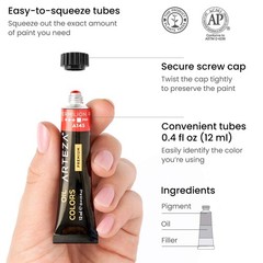 Oil Paint Set – 24 Multicolor Tubes (0.4 Fluid Ounces Each), Vibrant Oil-Base…