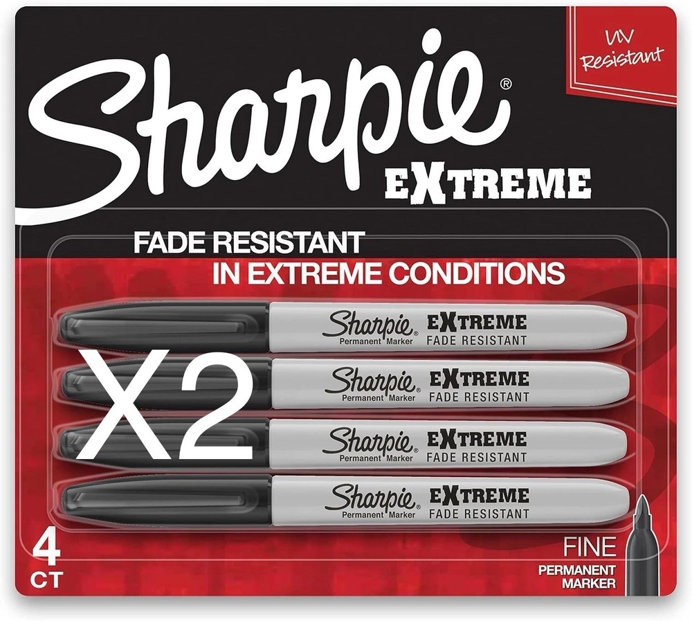 Sharpie Extreme Permanent Markers Fine Point Black 4 Count (8 Total) (2Pack)