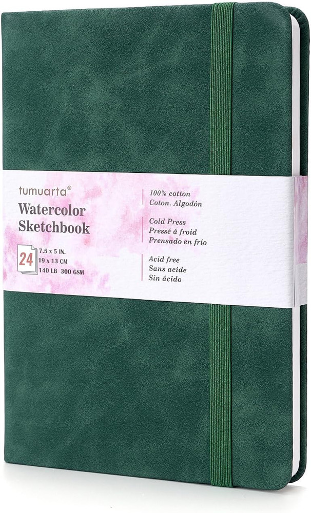 Watercolor – Sketchbook, 7.5X5 In, 140 LB, 300GSM, 100% Cotton, Acid Free, Cold