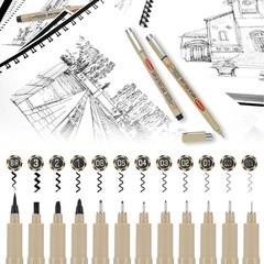 Micro Fineliner Drawing Art Pens: 12 Black Fine Line Waterproof Black,12pcs