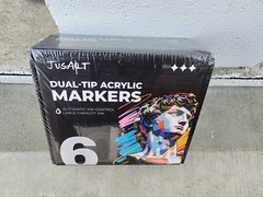 JusArt 60 Colors Automatic Ink Control Acrylic Paint Markers Dual Tip w/Case New