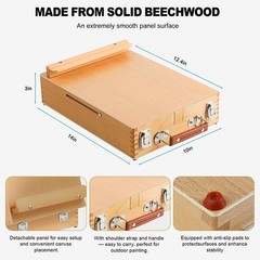 Beechwood Tabletop Easel for Painting, Portable Adjustable Sketchbox Art Ease…