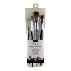 Aqua Elite Series 4850 Synthetic Kolinsky Watercolor Paint Brush 4 Piece Set