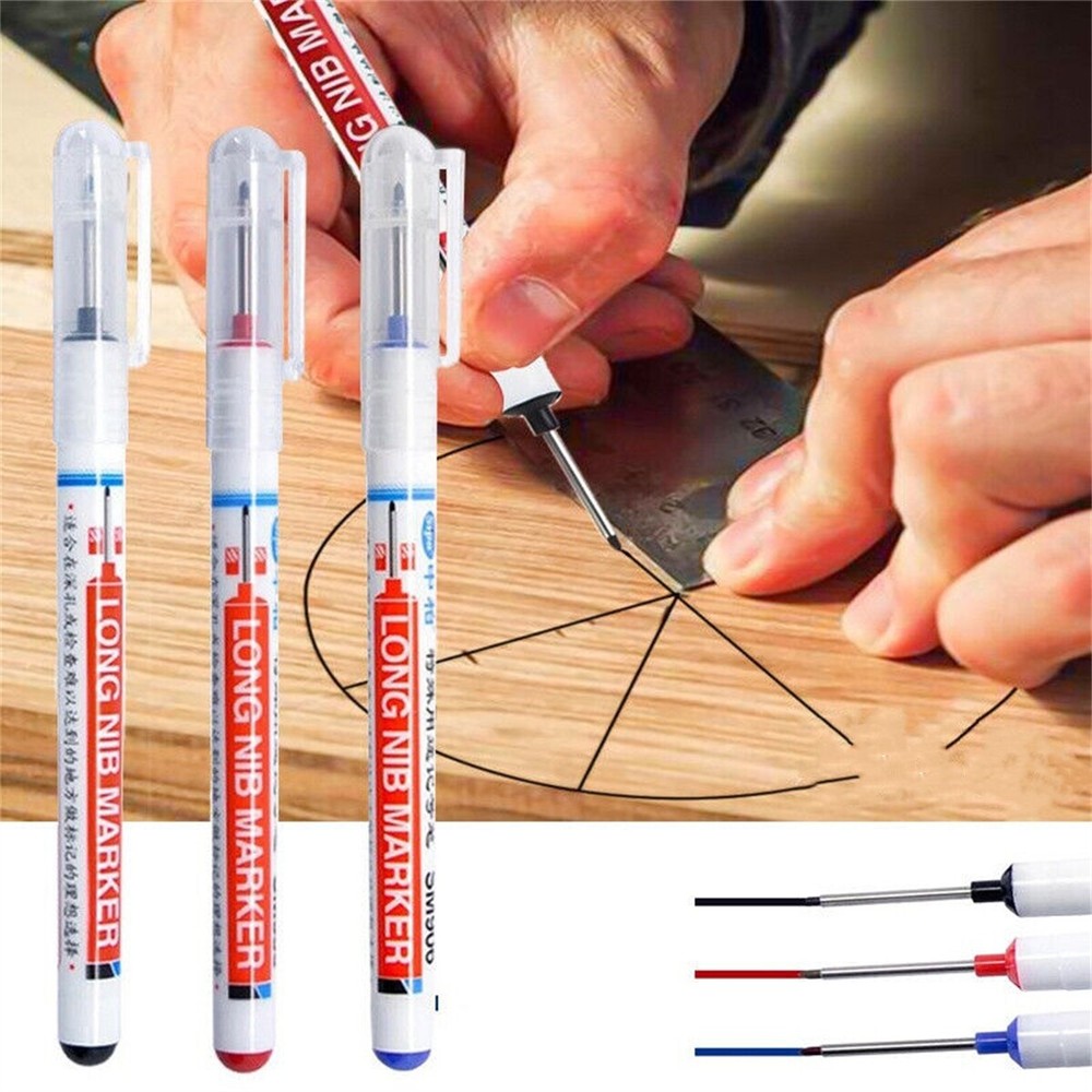 1x Long Head Markers Deep Hole Marker Pen For Bathroom Woodworking Multi-purpose