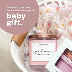 ThreeKin Scented Candles for Girl Mom, Natural Soy Wax 75 Hour Burn, GirlMom