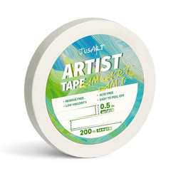 Jusart Artist Tape for Watercolor Paper, 1/2 Inch Wide 200FT Long, White Art Tap