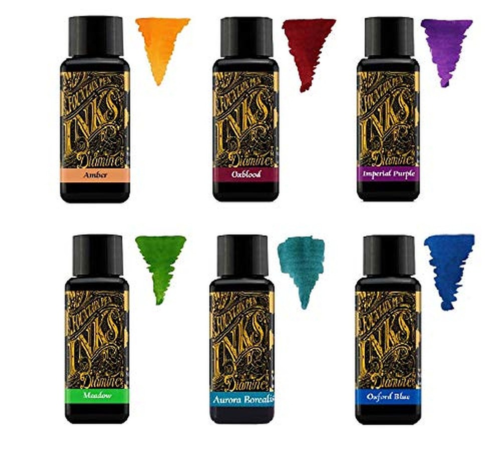 Diamine Fountain Pen Ink 30 ml – Colour Palette – 6 x Bottles –