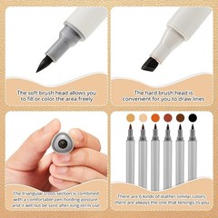 6 Pack Dual Tip Leather Dye Marker Pens Touch up Pen Shoe Marker Leather Flow Ma