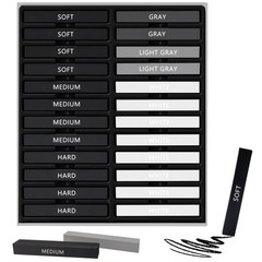 24 PCS Compressed Charcoal Sticks Soft Medium Hard White Drawing Sketching Kit