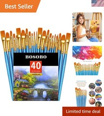Bosobo Artist Paint Brushes: 4 Packs of 10 for All Skill Levels – Easy Clean