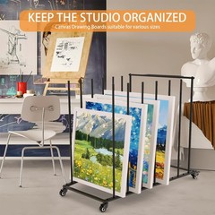 Heavy-Duty Art Storage Rack for 57″ Artwork – Canvas Drying Rack & Mobile Dis…