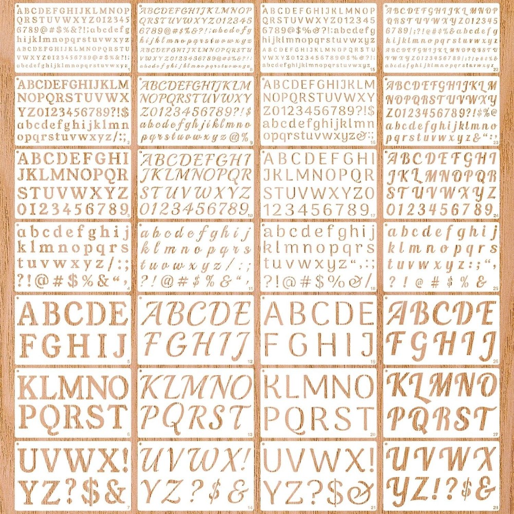 1/3, 1/2, 3/4, 1, 2 Inch Letter Stencils for 9.8 x 5.9 inches, white