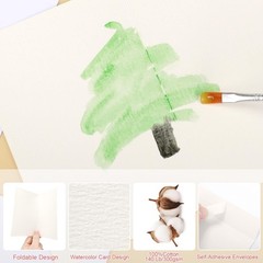 30 Sets Blank Watercolor Cards with Envelopes, 140lb/300GSM Cotton Watercolor