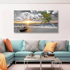 Canvas Wall Art Black and White Beach Palms Prints Paintings for Home Wall De…
