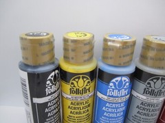 Lot of 5 New Sealed Folkart Acrylic Yellow/Black/Gray/Red/Blue Paint