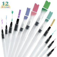 12Pcs Water Brush Pen Set Refillable Watercolor Pens for Watercolor, Calligraphy