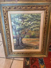 Vintage Signed Landscape Oil Painting with Ornate Gold Frame
