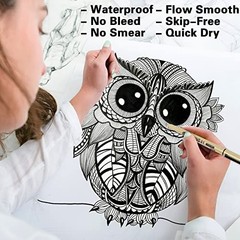 Muchcute Micro Fineliner Drawing Art Pens: 12 Black Fine Line 12 Tip Sizes