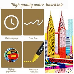 Dual Tip Acrylic Paint Markers, Dot & Fine Tip Acrylic Paint Pens 30 Colors