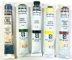 Vintage Grumbacher & Liquitex Oil Paints 5 .37 ml Tubes English Red Lemon Yellow