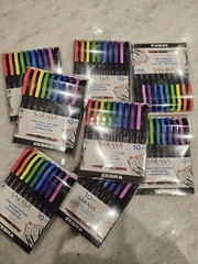 Zebra 10 Marker Set; Sarasa Fineliner Porous Point Pens, 0.8mm Tips Asst. Colors