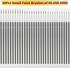 30 Pcs Miniature Tiny Detail Paint Brushes Fine Tips Mini Artist Liner Brush