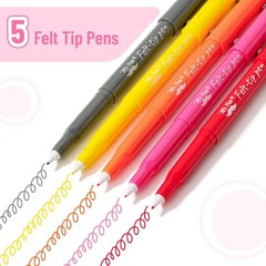 Vibrant 5 Pack Felt Tip Pens – Fast Dry, No Smear Planner Markers