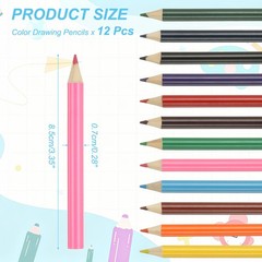 Cute Pink Color Drawing Pencils for Adult Coloring Books 12 Pcs