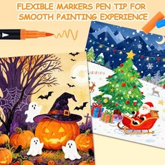 72 Colors Markers, Fine Tip and Brush Tip Coloring Markers Set for 72 colors