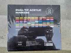 JusArt 60 Colors Automatic Ink Control Acrylic Paint Markers Dual Tip w/Case New