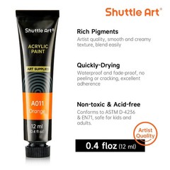Shuttle Art Acrylic Paint Set, 15 x 12ml Tubes Artist Quality Non Toxic Rich Pig