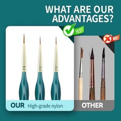 Detail Thin Paint Brush Set 6pcs for Model Minature Craft and Art Painting Green