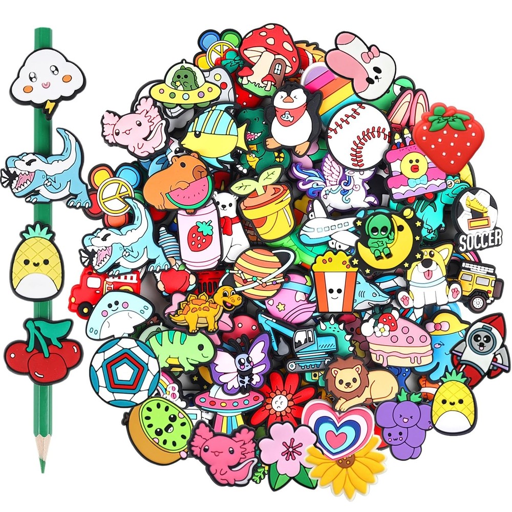 80pcs Cute Pencil Toppers,Pen Toppers Charms Decorations Clips Bulk Animal Pe…