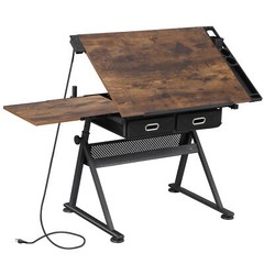 Adjustable Drafting Table for Artists – Drawing Table with Drawers & Outlet