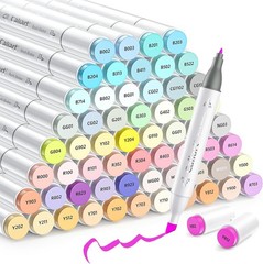 Pastel Markers, 61 Colors Dual Tip Art Markers Sketch Pens Permanent Alcohol …