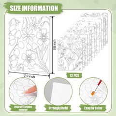 12Pcs Floral Pre Drawn Canvas for Painting Boho Flowers Pre Printed Stretched…