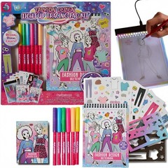 Create N’ Style Fashion Design Light Up Tracing Pad Kit, Stickers and Stencils