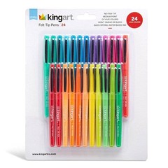 KINGART 24 Count Medium Tip Felt Tip Pens Bright Colors for Writing and Art