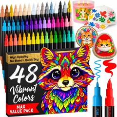 ARTISTRO 48 Acrylic Paint Markers – Paint Pens for Drawing – For Fabric, Rock…