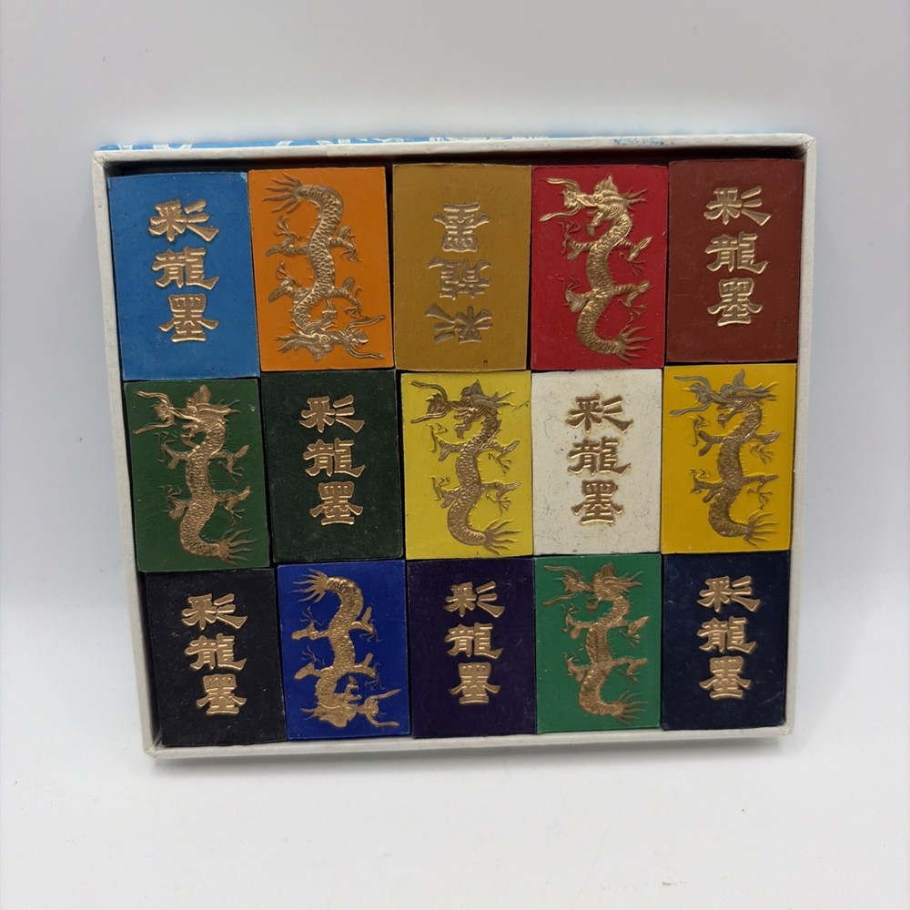 15pcs/set Color Ink Stick Box Set Chinese Calligraphy Painting Solid Ink Block